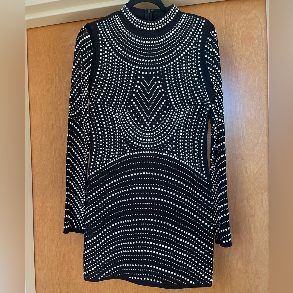 Studded high neck long sleeve dress